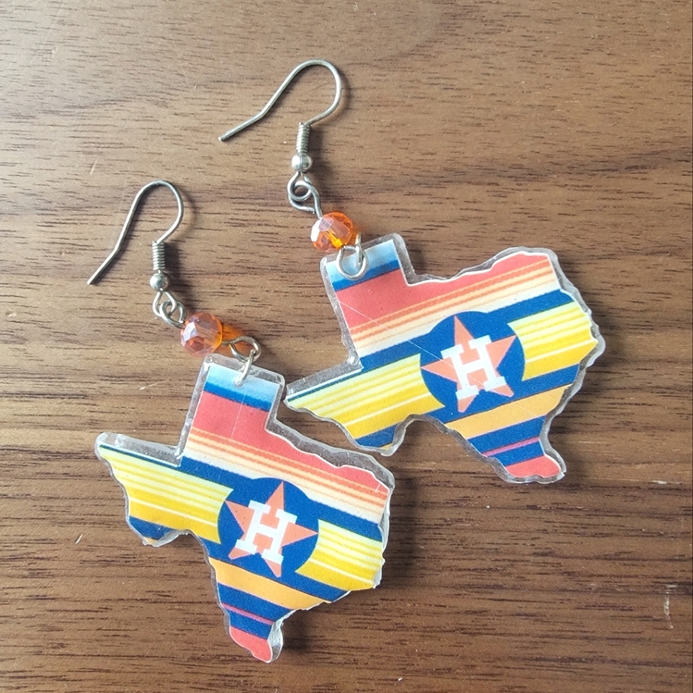 ✨️brand new! Astros earings. handmade. Plain white back